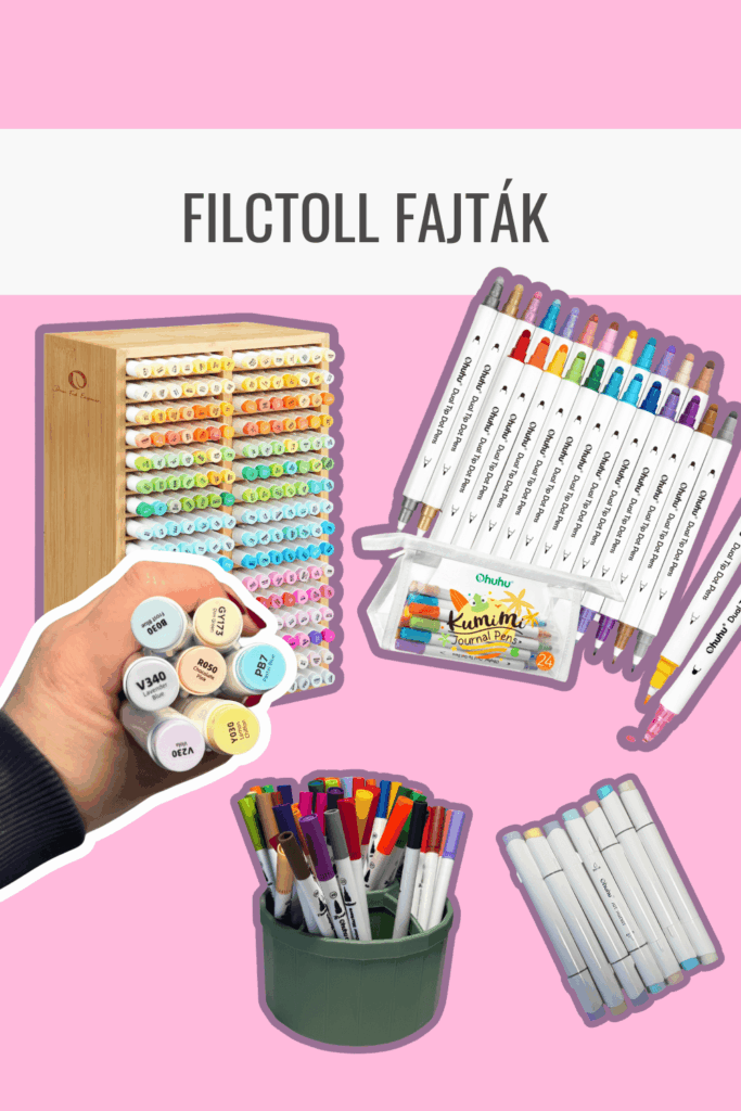 filctoll fajták színezéshez, különböző filctoll készletek összehasonlítása