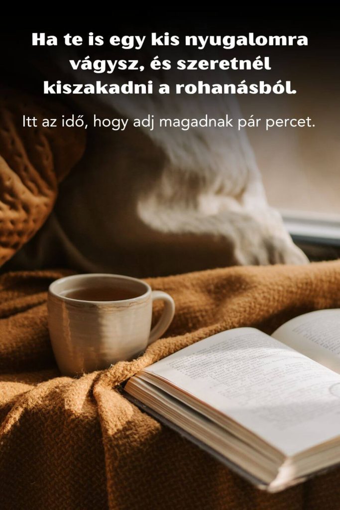 Stresszoldó színező felnőtteknek inspiráló kép nyugodt őszi hangulattal, teával és könyvvel a stressz csökkentésére